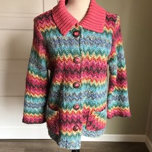 Genoa Wool Blend Rainbow Knit Cardigan Sweater
